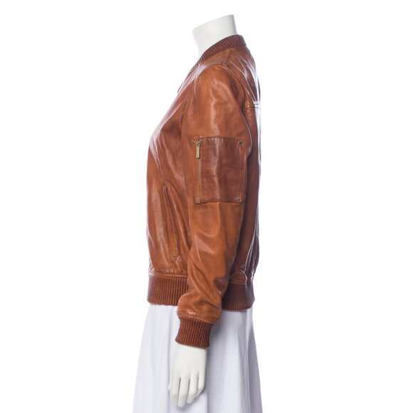 Michael Michael Kors Lamb Leather Bomber Jacket - Picture 2 of 3